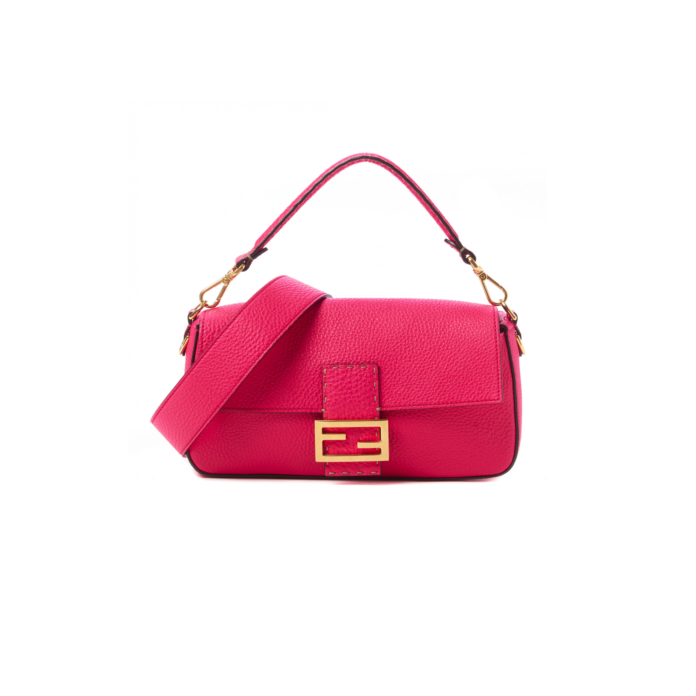FENDI CUOIO ROMANO SELLERIA BAGUETTE FUXIA (32*18*6cm)